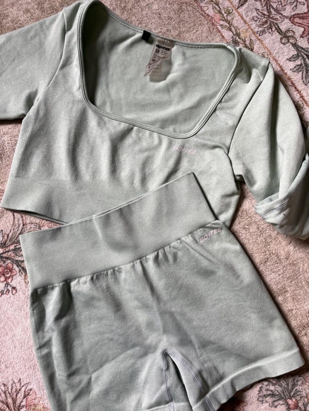 Bo + tee Mint/Sage Green workout Set